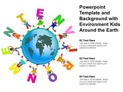 Powerpoint template and background with environment kids around the earth