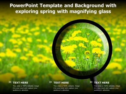 Powerpoint template and background with exploring spring with magnifying glass