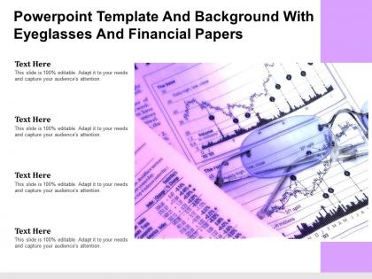 Powerpoint template and background with eyeglasses and financial papers