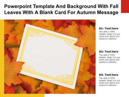 Powerpoint template and background with fall leaves with a blank card for autumn message