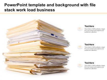 Powerpoint template and background with file stack work load business