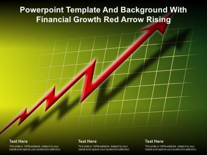 Powerpoint template and background with financial growth red arrow rising