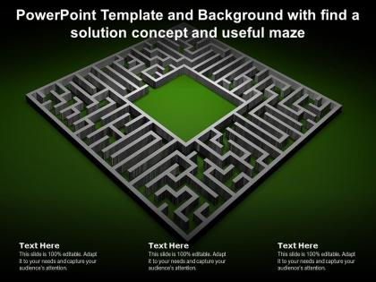 Powerpoint template and background with find a solution concept and useful maze