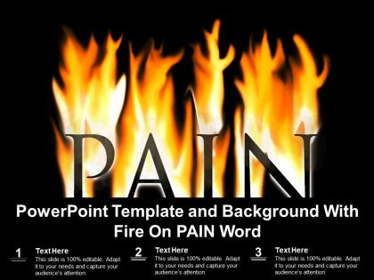 Powerpoint template and background with fire on pain word