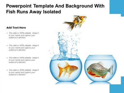 Powerpoint template and background with fish runs away isolated