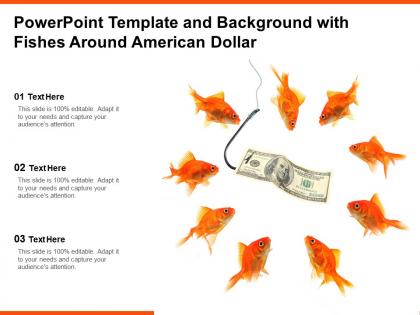 Powerpoint template and background with fishes around american dollar
