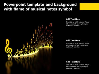 Powerpoint template and background with flame of musical notes symbol