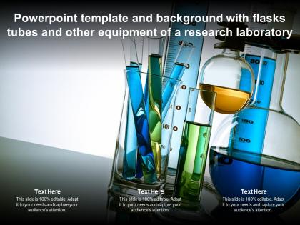 Powerpoint template and background with flasks tubes and other equipment of a research laboratory