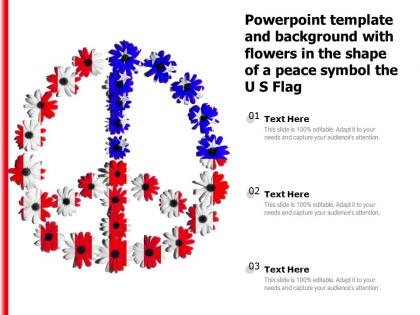 Powerpoint template and background with flowers in the shape of a peace symbol the us flag