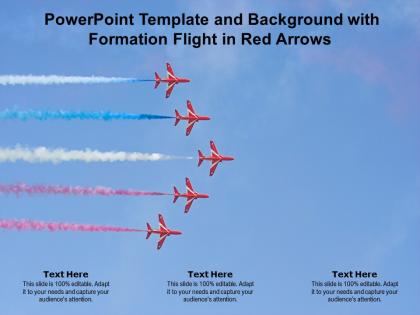 Powerpoint template and background with formation flight in red arrows