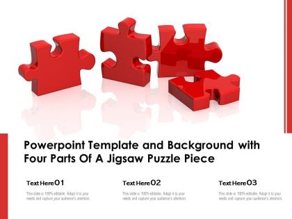 Powerpoint template and background with four parts of a jigsaw puzzle piece
