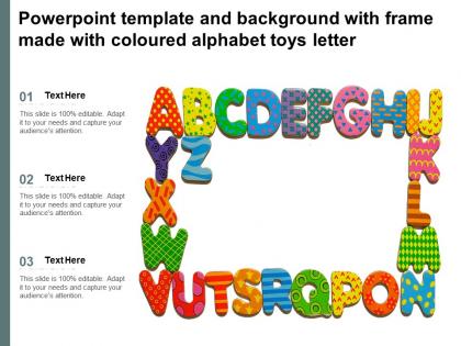 Powerpoint template and background with frame made with coloured alphabet toys letter