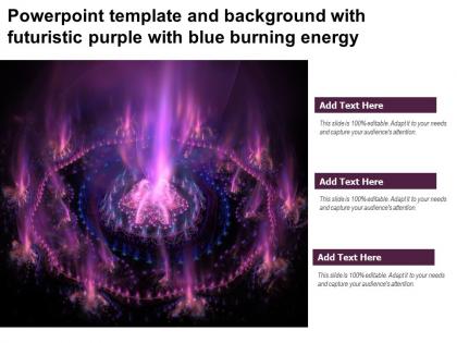 Powerpoint template and background with futuristic purple with blue burning energy