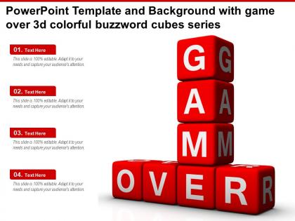 Powerpoint template and background with game over 3d colorful buzzword cubes series