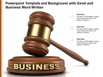 Powerpoint template and background with gavel and business word written
