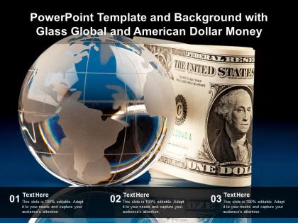 Powerpoint template and background with glass global and american dollar money