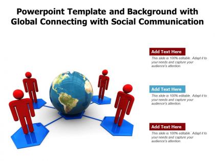 Powerpoint template and background with global connecting with social communication