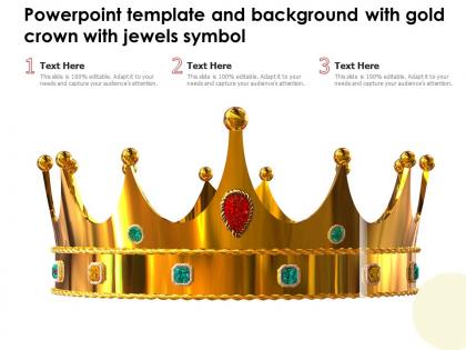 Powerpoint template and background with gold crown with jewels symbol