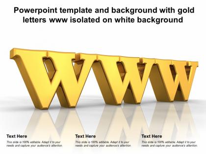 Powerpoint template and background with gold letters www isolated on white background