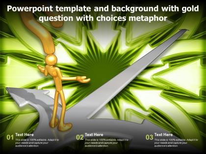 Powerpoint template and background with gold question with choices metaphor