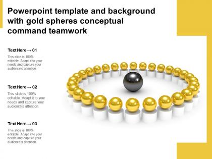 Powerpoint template and background with gold spheres conceptual command teamwork