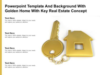 Powerpoint template and background with golden home with key real estate concept