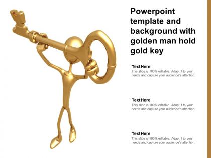 Powerpoint template and background with golden man hold gold key