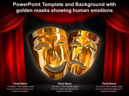 Powerpoint template and background with golden masks showing human emotions