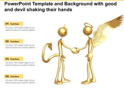 Powerpoint template and background with good and devil shaking their hands