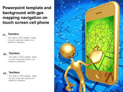 Powerpoint template and background with gps mapping navigation on touch screen cell phone