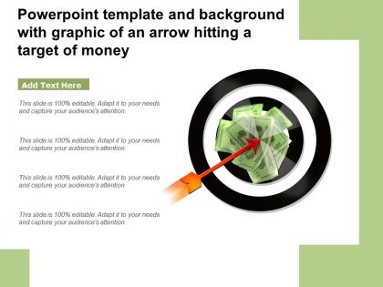 Powerpoint template and background with graphic of an arrow hitting a target of money