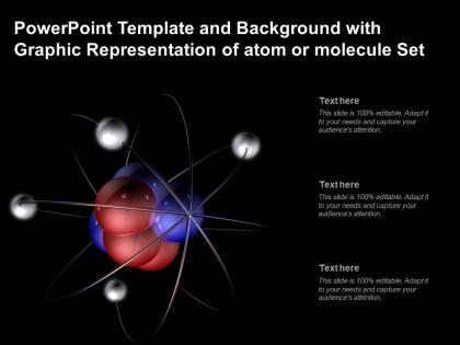 Powerpoint template and background with graphic representation of atom or molecule set