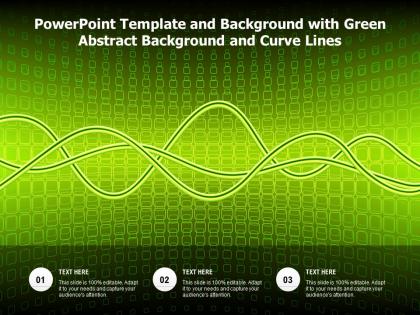 Powerpoint template and background with green abstract background and curve lines