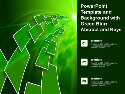 Powerpoint template and background with green blurr absract and rays