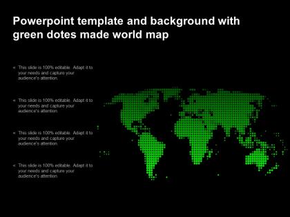Powerpoint template and background with green dotes made world map