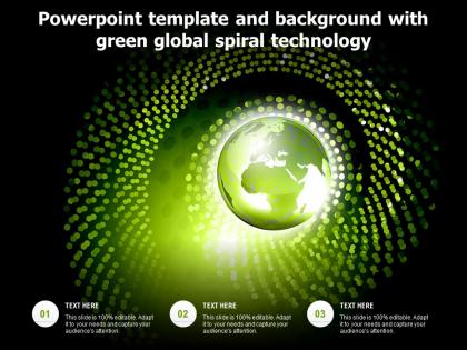 Powerpoint template and background with green global spiral technology