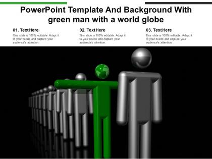 Powerpoint template and background with green man with a world globe