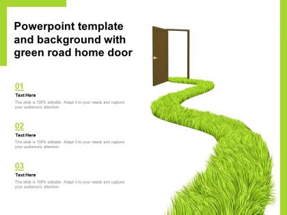 Powerpoint template and background with green road home door