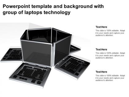 Powerpoint template and background with group of laptops technology