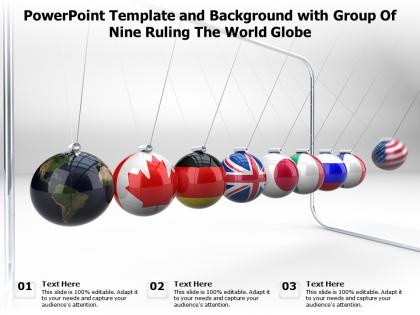 Powerpoint template and background with group of nine ruling the world globe