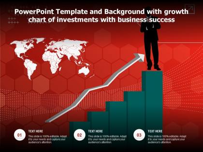 Powerpoint template and background with growth chart of investments with business success