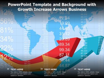 Powerpoint template and background with growth increase arrows business