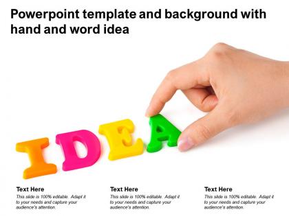 Powerpoint template and background with hand and word idea