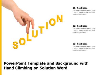Powerpoint template and background with hand climbing on solution word