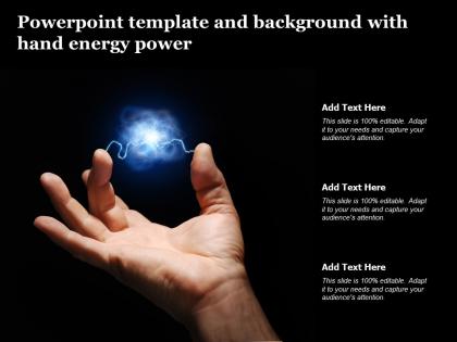 Powerpoint template and background with hand energy power