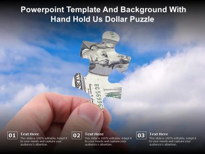 Powerpoint template and background with hand hold us dollar puzzle
