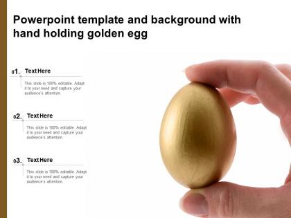 Powerpoint template and background with hand holding golden egg