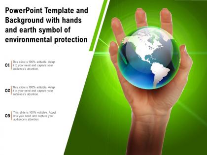 Powerpoint template and background with hands earth symbol of environmental protection
