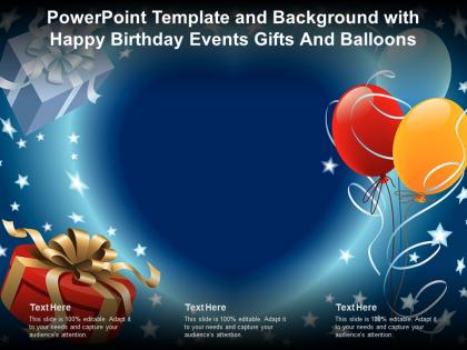 Powerpoint template and background with happy birthday events gifts and balloons