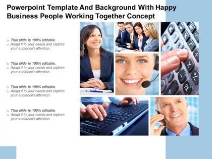 Powerpoint template and background with happy business people working together concept